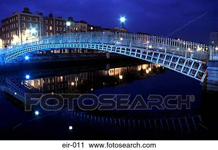 Ha'penny Bridge over River Liffey at Night Dublin View Large Photo Image Stock Image - Ha'penny Bridge over River Liffey at Night Dublin. Fotosearch