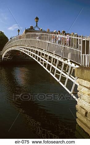 Ha'penny Bridge Over River Liffey Dublin Ireland View Large Photo Image Stock Photography - Ha'penny Bridge Over River Liffey Dublin Ireland. Fotosearch
