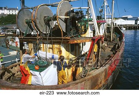 Men Unloading Fishing Nets from Trawler Ireland View Large Photo Image Stock Image - Men Unloading Fishing Nets from Trawler Ireland. Fotosearch
