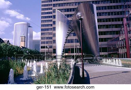 Metalic Modern Sculpture on Frankfurt Street Germany View Large Photo Image Stock Image - Metalic Modern Sculpture on Frankfurt Street Germany. Fotosearch