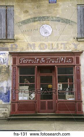 Stock Image - Old Shop Front Dorgogne France. Fotosearch