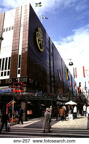 Pedestrian Shopping Street Stockholm Sweden View Large Photo Image Stock Photo - Pedestrian Shopping Street Stockholm Sweden. Fotosearch
