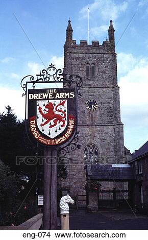 Picture - Pub Sign by Church Devon England UK. Fotosearch