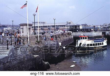 Stock Photograph - Quayside where the Mayflower Set Sail Plymouth UK. Fotosearch