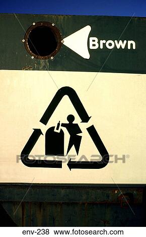 Recycle Logo on Bottle Bank Skip View Large Photo Image Stock Photo - Recycle Logo on Bottle Bank Skip. Fotosearch