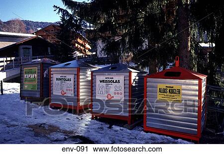Recycling Bins in an Austrian Village Europe View Large Photo Image Stock Image - Recycling Bins in an Austrian Village Europe. Fotosearch