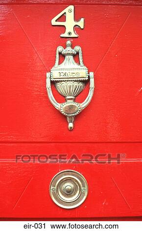 Red Door with Number 4 Door Knocker and Bell View Large Photo Image Stock Image - Red Door with Number 4 Door Knocker and Bell. Fotosearch
