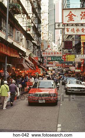 Red Taxi in Wan Chai Street Hong Kong China View Large Photo Image Stock Image - Red Taxi in Wan Chai Street Hong Kong China. Fotosearch