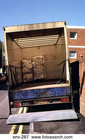 Removal Van Parked on Side of Road View Large Photo Image Stock Photo - Removal Van Parked on Side of Road. Fotosearch