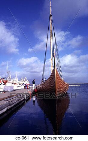 Reproduction Viking Longboat at Quayside Iceland View Large Photo Image Stock Image - Reproduction Viking Longboat at Quayside Iceland. Fotosearch