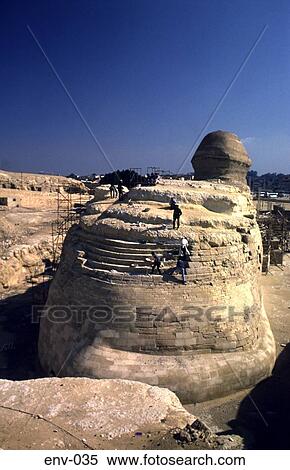 Restoration on Sphinx Egypt Africa View Large Photo Image Stock Photography - Restoration on Sphinx Egypt Africa. Fotosearch