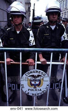 Riot Police Manning Barriers Colombia South America View Large Photo Image Stock Image - Riot Police Manning Barriers Colombia South America. Fotosearch