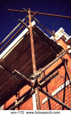 Rusty Scaffolding on a Brick House View Large Photo Image Stock Image - Rusty Scaffolding on a Brick House. Fotosearch