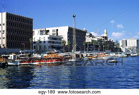 Stock Photo - Seafront of Port Said Egypt. Fotosearch