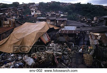 Stock Image - Shanty Town in Manila The Philippines. Fotosearch