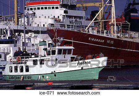 Stock Image - Ships in Reykjavik Harbour Iceland. Fotosearch