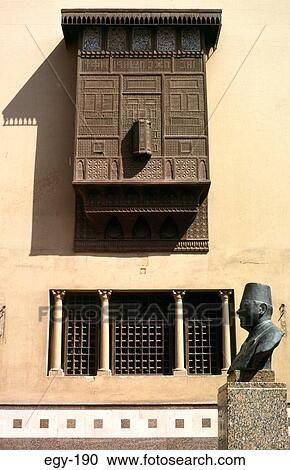 Stock Image - Shuttered Window and Bust Coptic Museum Cairo Egypt. Fotosearch