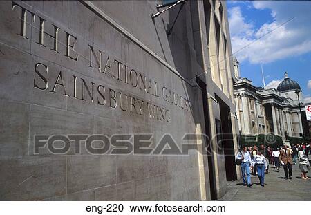 Stock Image - Sign for the National Gallery London UK. Fotosearch