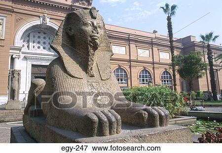 Stock Photo - Sphinx Outside Egyptian Museum Cairo Egypt. Fotosearch