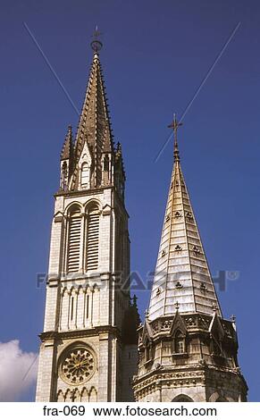 Spires of the Basilica Lourdes France View Large Photo Image Stock Photo - Spires of the Basilica Lourdes France. Fotosearch