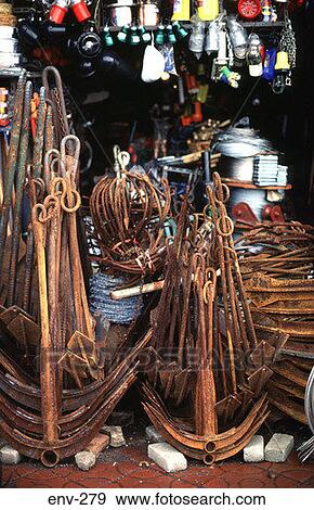 Stack of Small Rusty Anchors Korea View Large Photo Image Stock Photo - Stack of Small Rusty Anchors Korea. Fotosearch