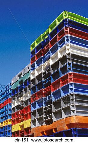 Stock Image - Stacks of Fish Trays Ireland. Fotosearch