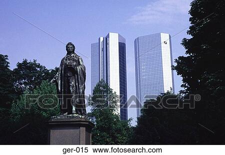 Stock Photography - Statue and Bank Building Frankfurt Germany. Fotosearch
