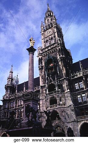 Statue and Town Hall Marienplatz Munich View Large Photo Image Stock Photo - Statue and Town Hall Marienplatz Munich. Fotosearch