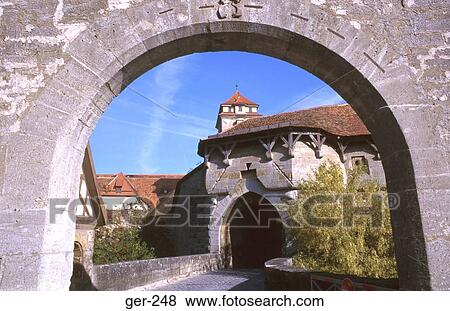 Stone Gate and Bastion Spital Rothenburg Germany View Large Photo Image Stock Photo - Stone Gate and Bastion Spital Rothenburg Germany. Fotosearch