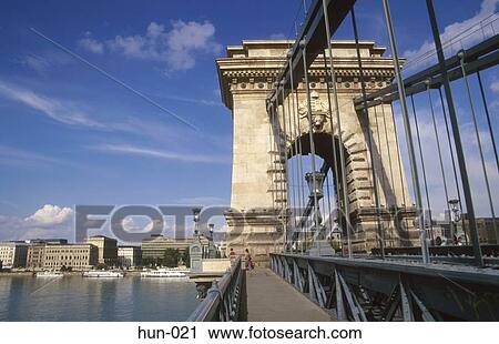 Stock Image - Szechenyi Chain Bridge Budapest Hungary. Fotosearch