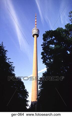 Telecommunications Tower Stuttgart View Large Photo Image Picture - Telecommunications Tower Stuttgart. Fotosearch