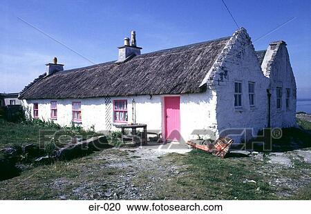 Thatched Cottage with Pink Door Inishmore Aran View Large Photo Image Stock Image - Thatched Cottage with Pink Door Inishmore Aran. Fotosearch
