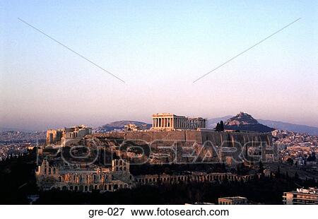 Stock Photo - The Acropolis at Sunset. Fotosearch