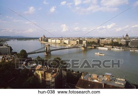 The Szechenyi Chain Bridge over the River Danube Budapest Hungary View Large Photo Image Stock Photo - The Szechenyi Chain Bridge over the River Danube Budapest Hungary. Fotosearch
