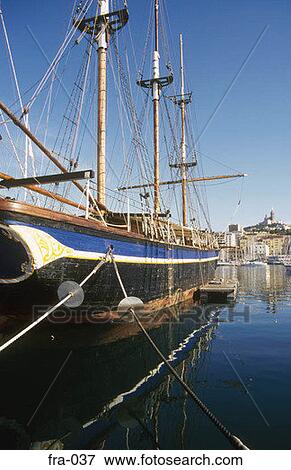 Stock Photo - Three Masted Ship Marseille France. Fotosearch