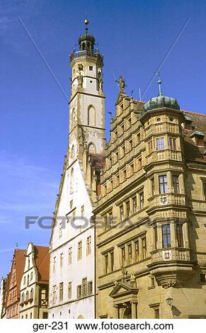 Tower and Town Hall Rothenburg Germany View Large Photo Image Stock Image - Tower and Town Hall Rothenburg Germany. Fotosearch