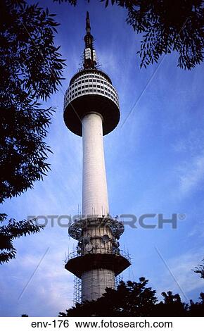 Tower in Seoul South Korea View Large Photo Image Stock Photograph - Tower in Seoul South Korea. Fotosearch