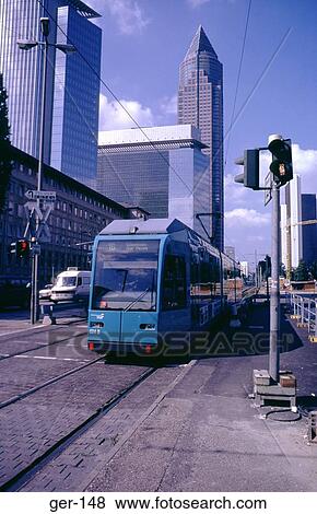 Tram by Modern Office Blocks Frankfurt Germany View Large Photo Image Stock Photo - Tram by Modern Office Blocks Frankfurt Germany. Fotosearch