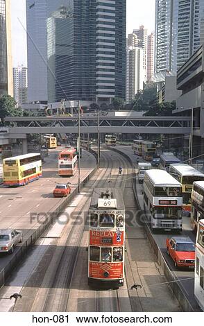 Tram on Street Queensway Hong Kong View Large Photo Image Stock Image - Tram on Street Queensway Hong Kong. Fotosearch