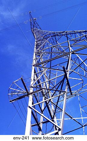 Stock Image - Vertical View of Electricity Pylon. Fotosearch
