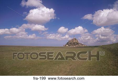 Stock Photo - View of Mont St Michael across Fields France. Fotosearch