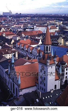 Stock Photograph - View over Marienplatz Munich Germany. Fotosearch