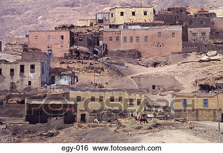 Village on Slope of Nile Valley Luxor Egypt Africa View Large Photo Image Stock Photograph - Village on Slope of Nile Valley Luxor Egypt Africa. Fotosearch