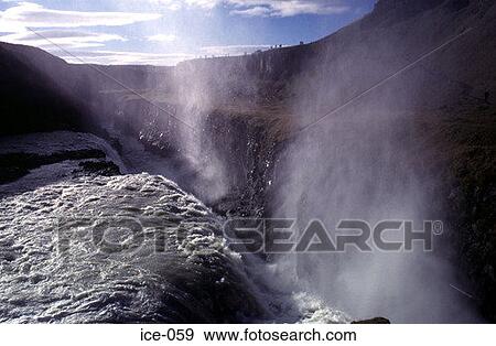 Waterfall Gullfoss Iceland View Large Photo Image Stock Photo - Waterfall Gullfoss Iceland. Fotosearch