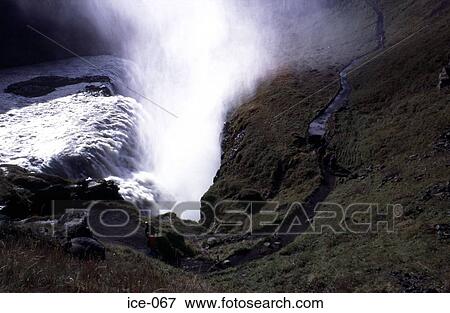 Waterfall Gullfoss Iceland View Large Photo Image Stock Photo - Waterfall Gullfoss Iceland. Fotosearch