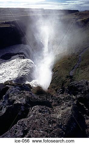 Waterfall Gullfoss Iceland View Large Photo Image Stock Photograph - Waterfall Gullfoss Iceland. Fotosearch