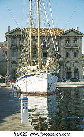 Stock Image - Yacht at Quayside Marseille France. Fotosearch