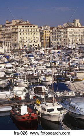 Stock Photograph - Yachts in Vieux Port (Old Port) Marseille France. Fotosearch