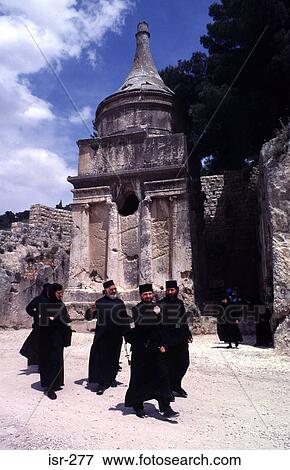 Armenian Clergy Walking Past Absaloms Pillar Israel View Large Photo Image Stock Photo - Armenian Clergy Walking Past Absaloms Pillar Israel. Fotosearch
