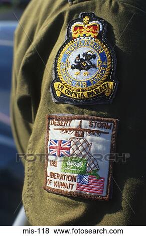Stock Photo - Badges on RAF Flight Suit. Fotosearch